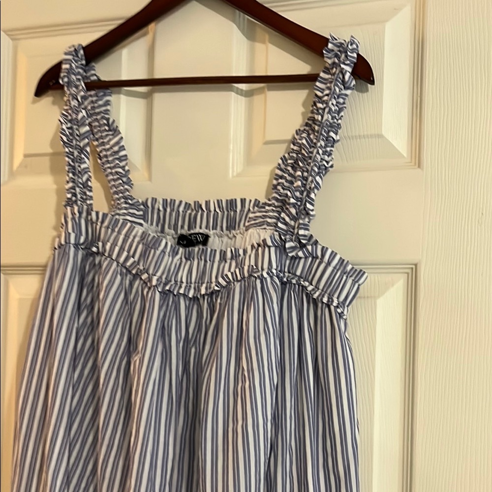 J. Crew Navy and White Ruffled dress